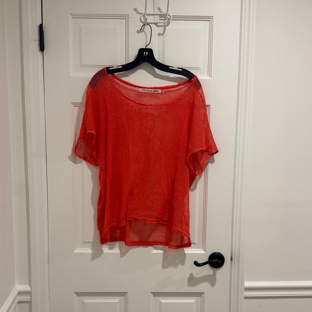 Michael Stars Vibrant coral Sheer Blouse